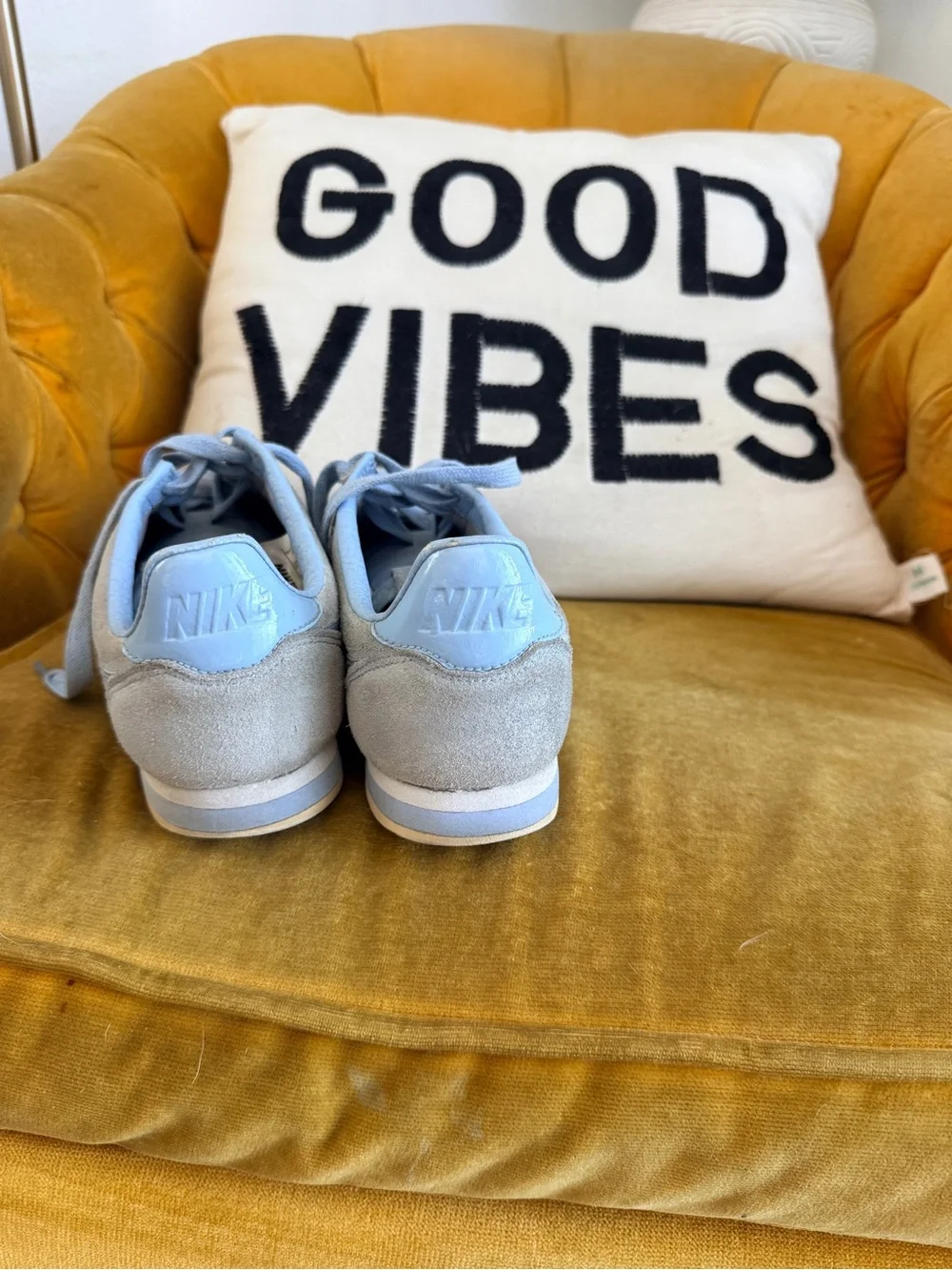 Nike Light Blue Suede Classic Cortez-Style Sneakers